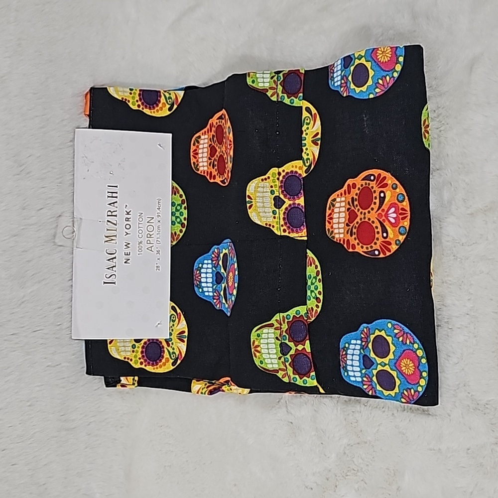 Isaac Mizrahi New York 100% Cotton Sugar Skull Apron 28" x 36"